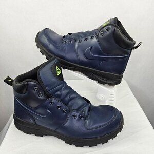 Nike ACG Manoa Navy Blue Leather Hiking Boots Men’s Size 9.5